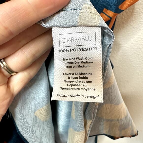 DIARRABLU NWOT Gyraf Blue Satin Marieme True Wrap Long Sleeve Maxi Dress Small - Picture 9 of 9